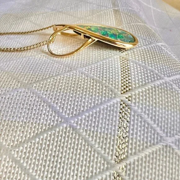 14K Gold Mosaic Australian Opal Pendant, Opal Jewelry, Australian Jewelry - Picture 12 of 14
